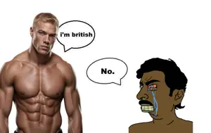 pajeetjak, aryan, 1soyjak, a10 eyes, black hair, blonde hair, bloodshot eyes, british, brown skin, buff