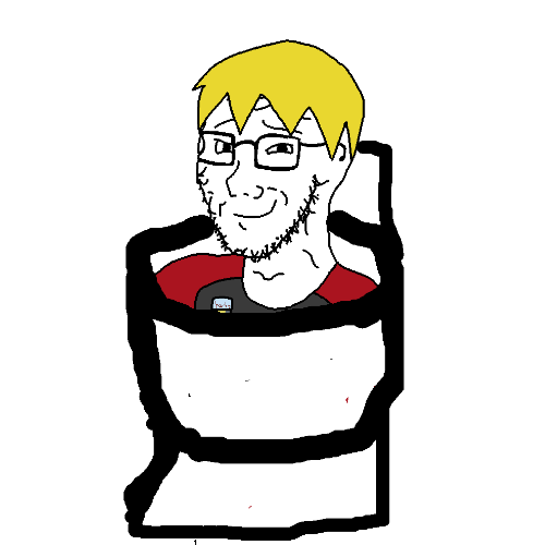 nate higgers, soyak, natejak, 1soyjak, a10 eyes, black eyes, blonde hair, bowl cut, closed mouth, crossed arms