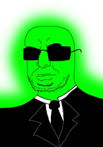 nasrullajak, glowie, 1soyjak, bald, black eyes, closed mouth, clothes, eyes, glasses, glowing