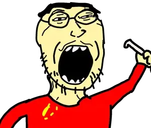 valjak, 1soyjak, asian, big head, chink, clothes, glasses, gray shirt, hand, holding object