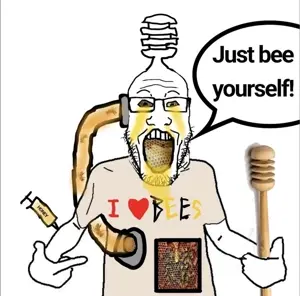 markiplier soyjak, shirtjak, animal, arm, bee, black glasses, bug, clothes, forehead lines, glasses