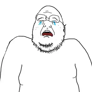 soyak, 1soyjak, angry, bald, closed eyes, crying, fat, front view, glasses, looking up