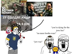 bernd, chudjak, markiplier soyjak, 4soyjaks, almost full body, beard, black eyes, black skin, blonde hair, bloodshot eyes