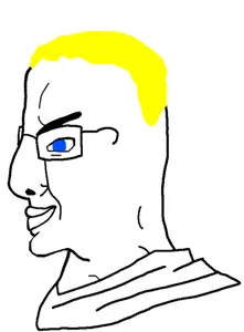 chudjak, chudjak side, aryan, sidejaks, 1soyjak, a10 eyes, blonde hair, blue eyes, closed mouth, clothes