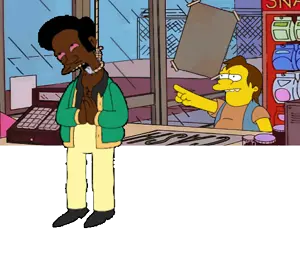 apu (the simpsons), bernd, hanging troonjak, troonjak, ack, animated, black skin, brown skin, cartoon, clothes