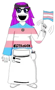 soytan, blue eyes, drink, dyed hair, estrogen, flag, full body, glasses, nintendo, nintendo switch