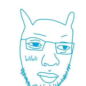 creatorjak, bilibili immigrants, 1soyjak, bald, bilibili, blue eyes, closed mouth, glasses, logo, open eyes