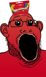 markiplier soyjak2, oh my god she is so attractive, bald, black sclera, candy, chin, double chin, ear, food, glasses