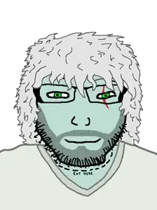 trevor philips, markiplier soyjak, lawrence, neutralplier, 1soyjak, bangs, breasts, cleavage, closed mouth, clothes