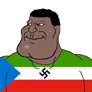 meximutt, mexiaryan, 1soyjak, afro, black eyes, black hair, buff, closed mouth, equatorial guinea, flag