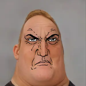 markiplier soyjak, science lover, punisher face, 1soyjak, angry, bushy eyebrows, closed mouth, clothes, ear, eyebrows