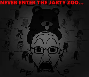very scary, soyak has found ximself in the jarty zoo...
