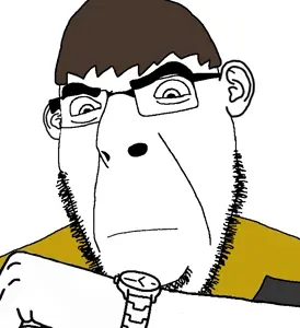 lars, cobson, angry, brown hair, clock, closed mouth, ears, fat, front view, glasses