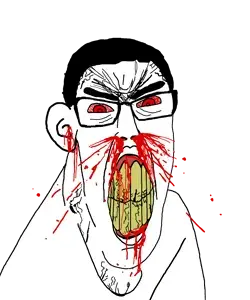 chudjak, feraljak, feralchud, feralchudrage, feralrage, chuddified soyjaks, fusionjaks, ragejaks, angry, black hair