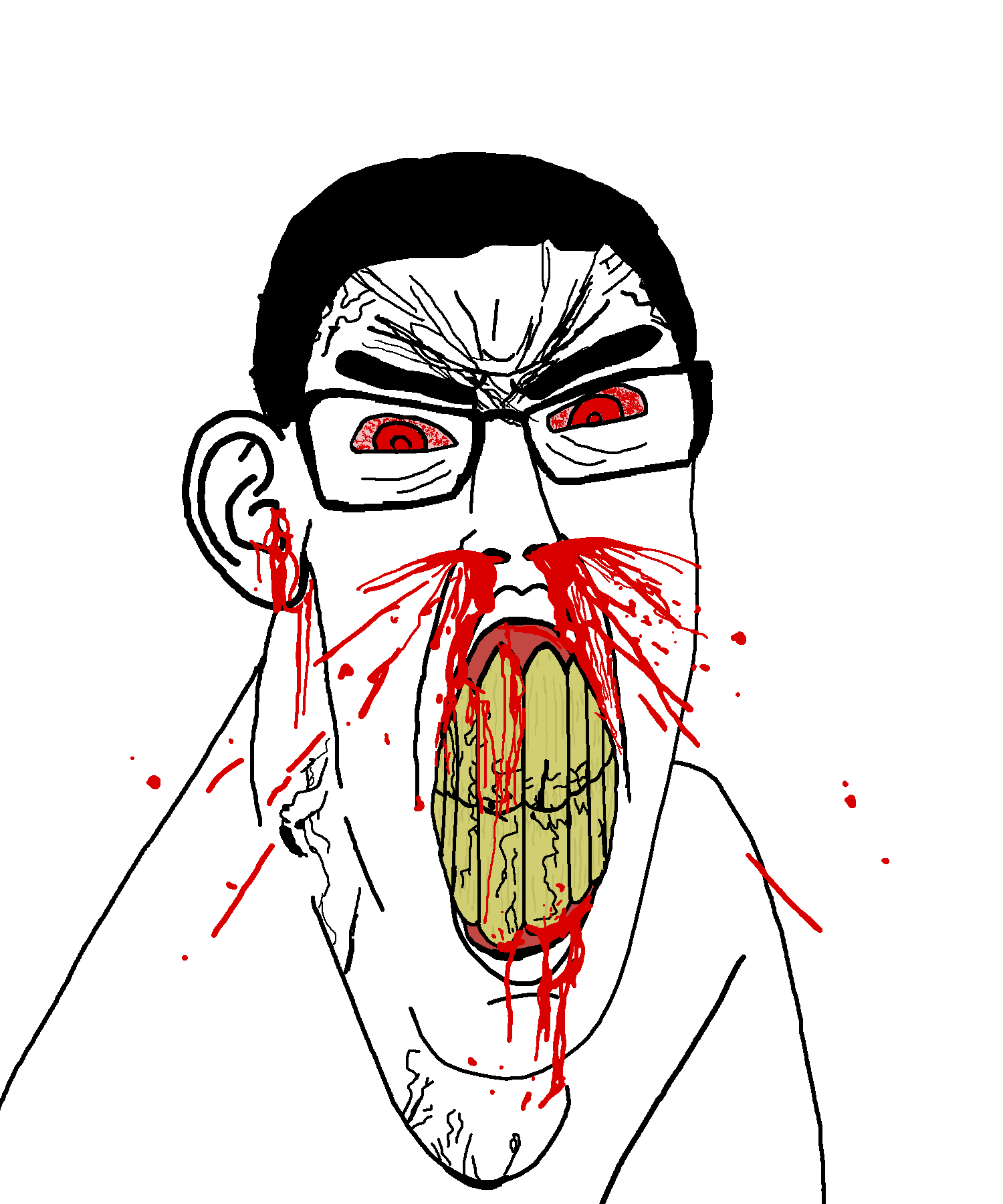 chudjak, feraljak, feralchud, feralchudrage, feralrage, chuddified soyjaks, fusionjaks, ragejaks, angry, black hair