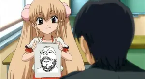 gapejak, mustached gapejak, 1soyjak, angry, anime, anime girl, bald, blonde hair, drawn background, female