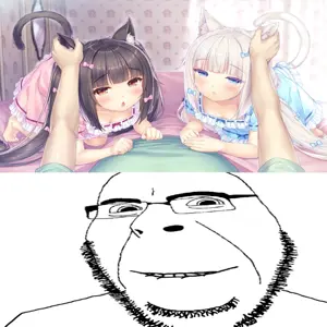 chocola (nekopara), vanilla (nekopara), cobson, 1soyjak, anime, anime girl, bald, blue eyes, breasts, closed mouth