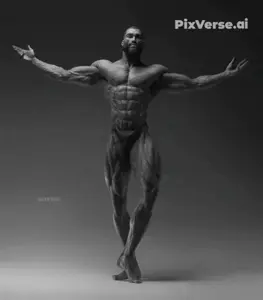 gigachad, 1nas, beard, black hair, buff, closed mouth, do dis, do this, front view, full body