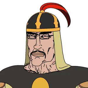 chudjak, perceptive chud, 1soyjak, age of empires ii, armor, black eyes, buff, closed mouth, clothes, feather