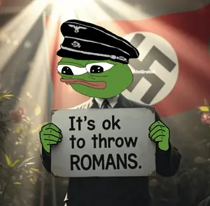 apu, pepe, adolf hitler, almost full body, arm, bald, based, big lips, black eyes, cap