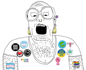 unknown, antifa, badge, black lives matter, clothes, coronavirus pandemic, ear, earring, feminist, flag