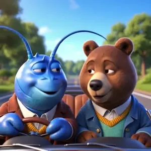 buster baxter, pepe, pepelaugh, 'o, 2nas, ai generated song, animal, animated, bear, blue skin
