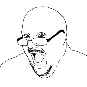 burnsjak, glasses, mustache, open mouth, soyjak, stubble