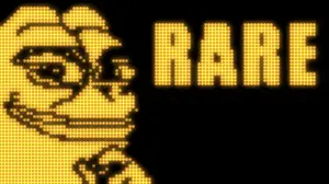 pepe, amphibian, animal, big lips, black background, black eyes, closed mouth, english text, flashing lights, frog