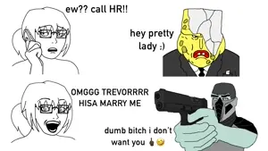 smoke (mortal kombat), spongebob squarepants, chudjak, disgusting trevorcreature, soyak, perceptive chud, soyak (concerned), soygirl, femjak, oh my god she is so attractive