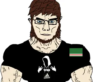 chudjak, chudjak front, muscular chud, aryan, 1soyjak, a10 eyes, beard, blue eyes, brown hair, buff