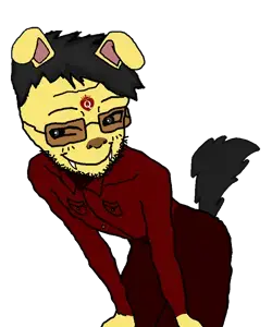 astolfson, cheeky, almost full body, black hair, bleached, cheeky, dog ear, dog ears, dog nose, ear