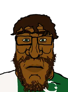 markiplier soyjak, neutralplier, 1soyjak, beard, brown hair, brown skin, closed mouth, clothes, eyebrows, front view