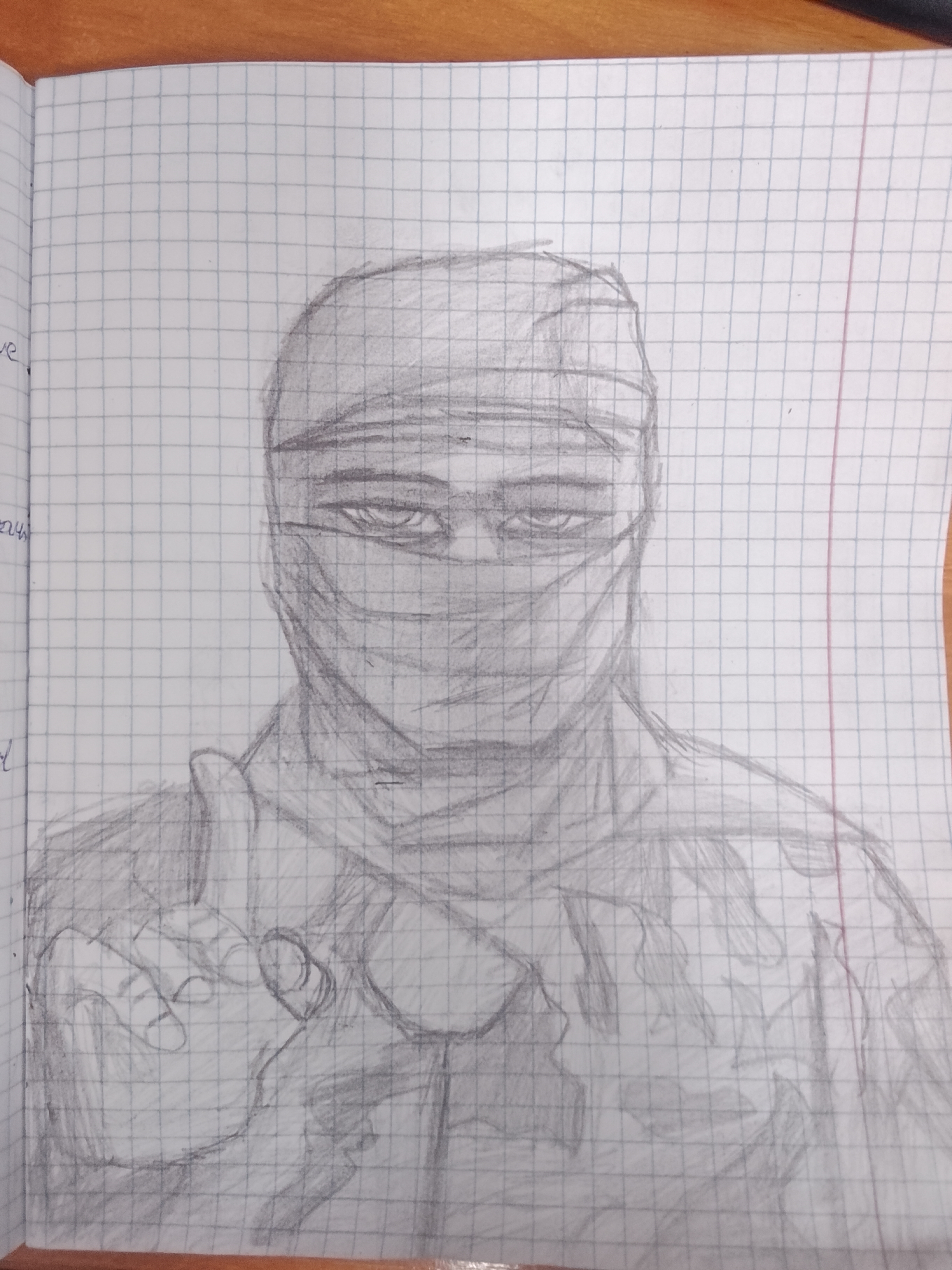 balaclava, camouflage, chemist, clothes, command & conquer, command and conquer, dr. thrax, drawing, drawn background, finger