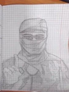 balaclava, camouflage, chemist, clothes, command & conquer, command and conquer, dr. thrax, drawing, drawn background, finger