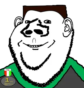 impish soyak ears, impish italian, natejak, nonexistent splinters, 1soyjak, badge, black eyes, black hair, brown hair, chubby