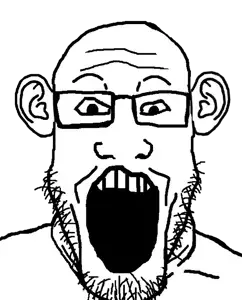 markiplier soyjak, 1soyjak, bald, black eyes, ear, ears, front view, glasses, looking at you, neutral
