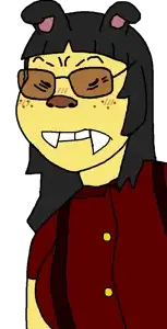 soykio kid, soykio girl, femjak, 1soyjak, angry, asian, black eyes, black hair, blush, blush lines