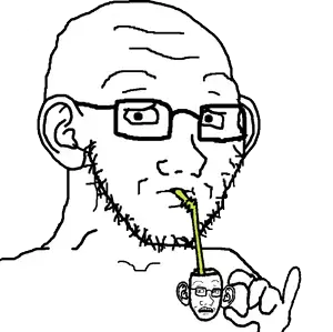 soyak, soyak (concerned), aliased, bald, closed mouth, concerned, cup, drinking, glasses, hands