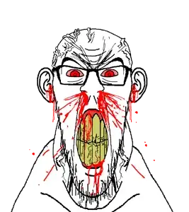 feraljak, feraljak front, feralrage, feralrage front, frontjaks, ragejaks, 1soyjak, angry, bald, blood