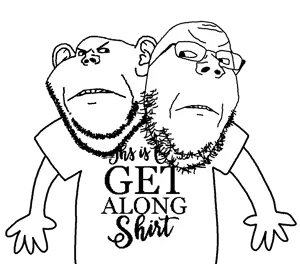 gapejak, impish soyak ears, imp & gape, 2soyjaks, angry, arm, bald, chin, closed mouth, clothes