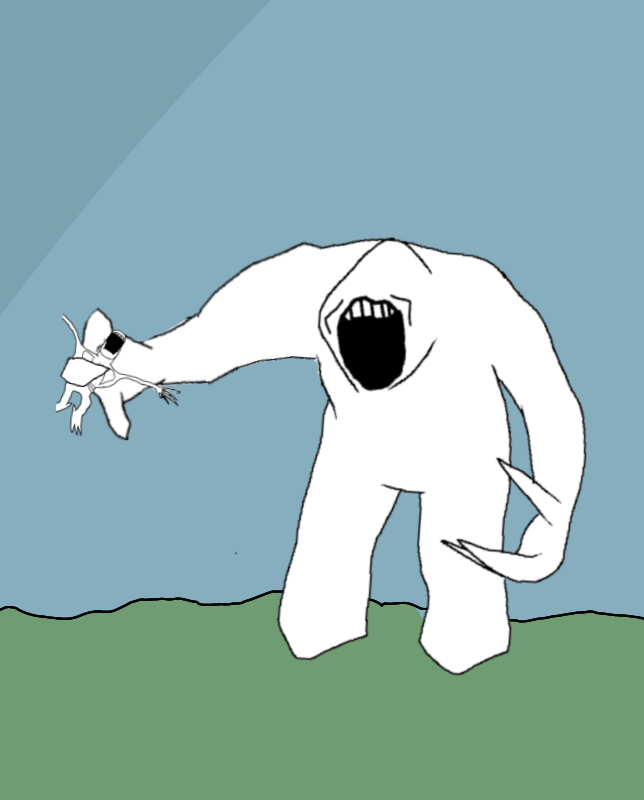 a24 slowburn soyjak, feraljak, fingerboy, shambler, 2soyjaks, angry, animal, attack, bald, drawn background