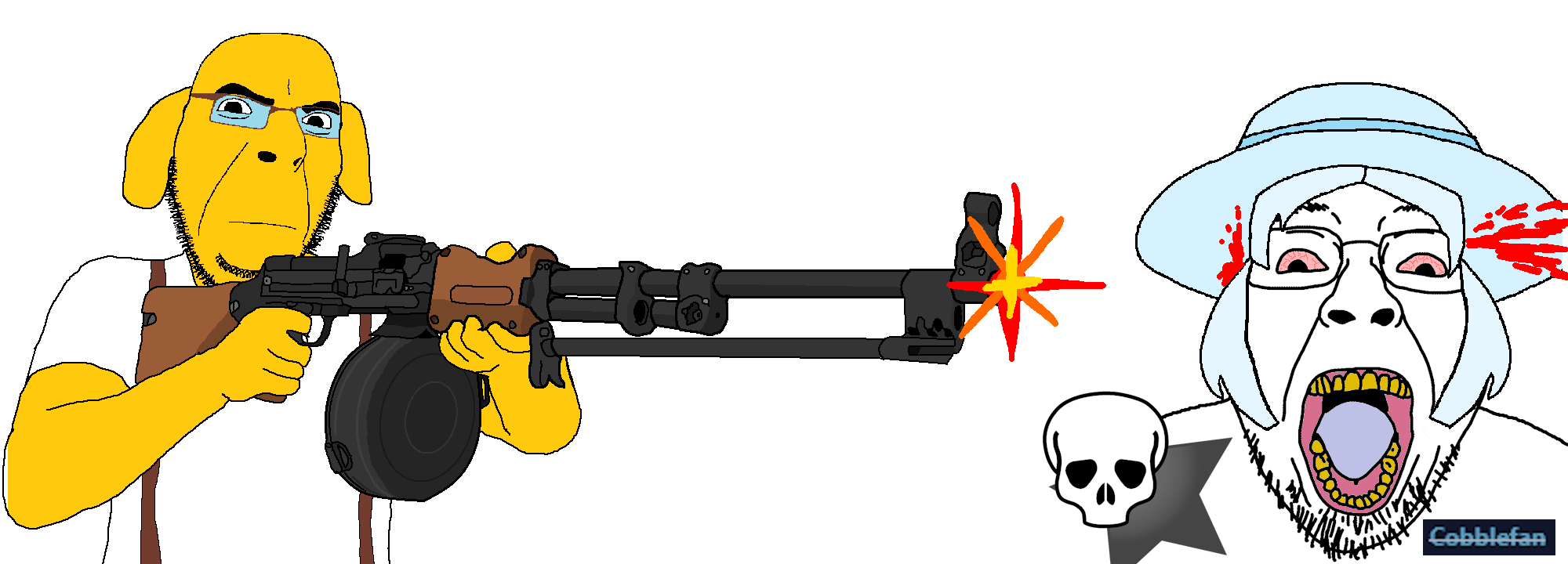 bernd, cobson, 'nished, 2soyjaks, ack, animal, assault rifle, bald, black eyes, blood