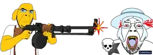 bernd, cobson, 'nished, 2soyjaks, ack, animal, assault rifle, bald, black eyes, blood