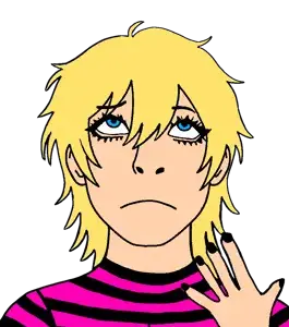 cobson, pawbson, pawbson front, 1soyjak, blonde hair, blue eyes, closed mouth, front view, frown, hair