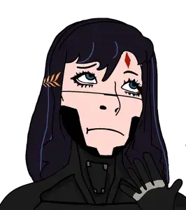 falke (signalis), cobson, himeson, pawbson, femjak, 1soyjak, black hair, blue eyes, chestplate, falke