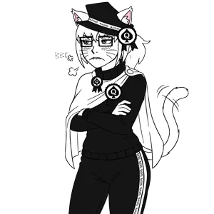 soyak, soygirl, femjak, 1soyjak, biting lip, black clothes, black eyes, black hat, black pants, black shirt