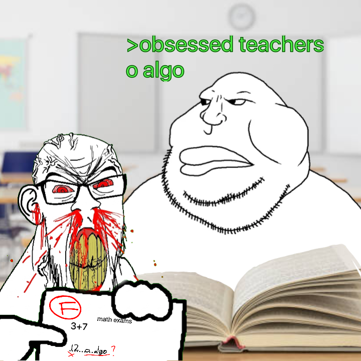 feraljak, meximutt, feralrage, 1soyjak, angry, bald, big lips, blood, bloodshot eyes, classroom