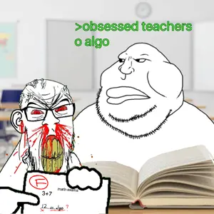 feraljak, meximutt, feralrage, 1soyjak, angry, bald, big lips, blood, bloodshot eyes, classroom