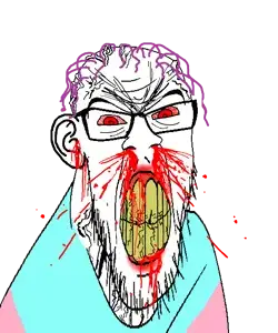 feraljak, feralrage, 1soyjak, angry, blood, blood from mouth, blood from nose, blood on face, bloodshot eyes, clenched teeth