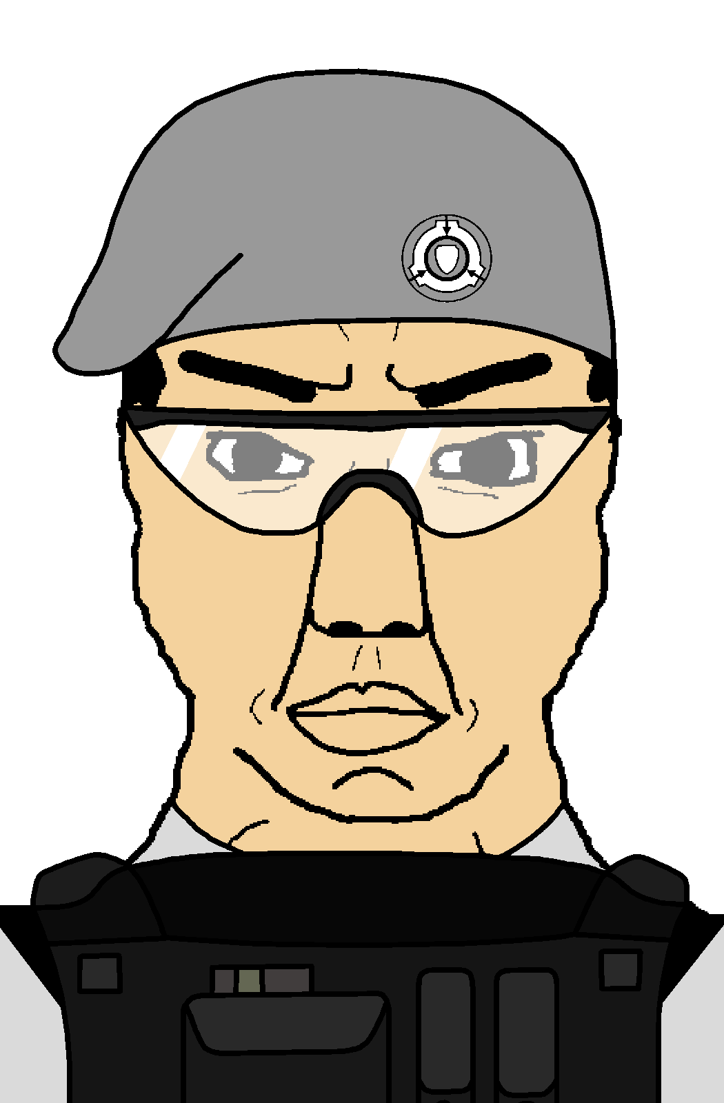 chudjak, chuddy, angry, beret, bull, closed mouth, clothes, front view, glasses, looking at you